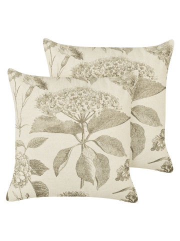 Beliani 2er-Set Dekokissen ROSEMARY in Beige/Grün
