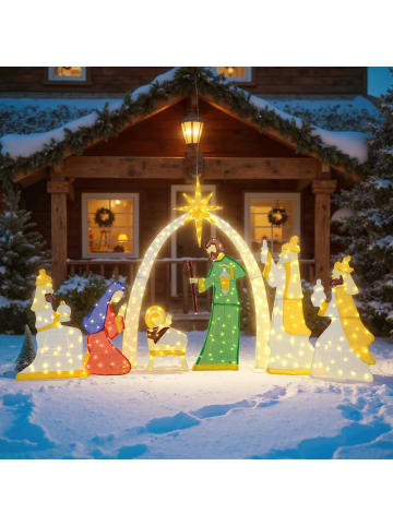 COSTWAY 7 tlg. Krippe Weihnachten beleuchtet 180 cm in Bunt
