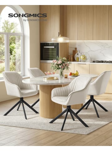 SONGMICS Esszimmerstuhl Tyra in Beige-Schwarz - (B)60 x (H)81.5 x (T)58 cm