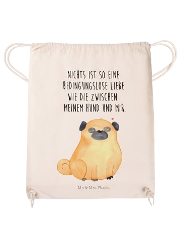 Mr. & Mrs. Panda Beutel Mops mit Spruch in Creme