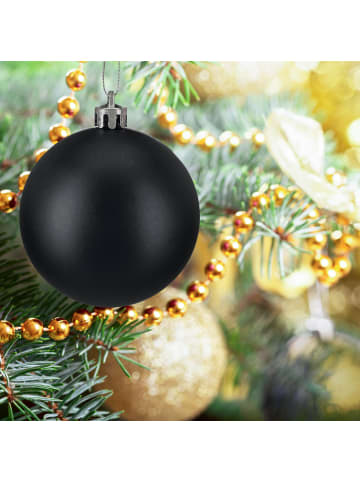 relaxdays 138-tlg. Weihnachtskugeln Set in Schwarz