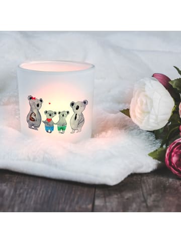 Mr. & Mrs. Panda Laterne Glas Koala Familie zwei ohne Spruch in Transparent
