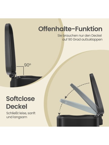 SONGMICS Mülleimer Plushic in Schwarz - (B)37.1 x (H)63.2 x (T)43.2 cm