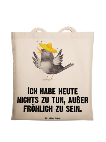 Mr. & Mrs. Panda Shopping Tasche Rabe Sombrero mit Spruch in Creme