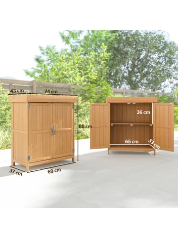 Outsunny Gartenschrank,74cm x 43cm x 88cm,natur