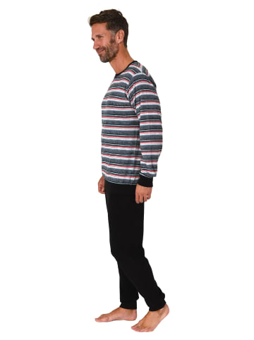 NORMANN Frottee Schlafanzug lang Pyjama RingelMuster - 82319 in rot