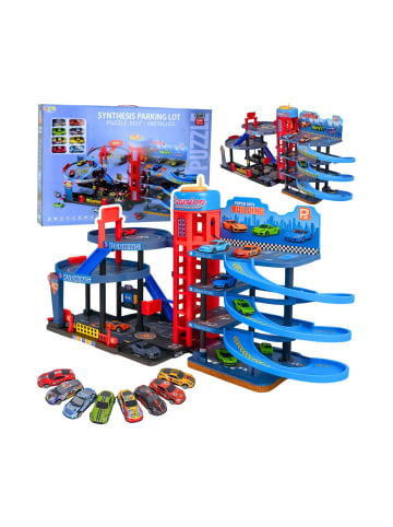 Wisam® Parkplatz mit Autos, 4-stufige Strecke, 8 Metallfahrzeuge