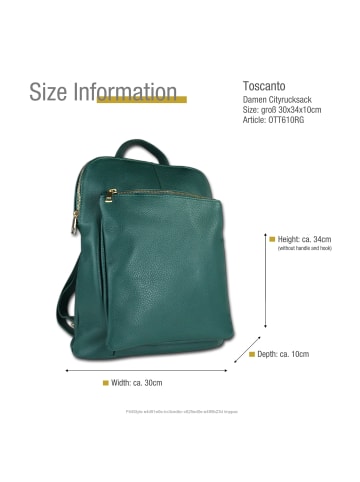 Toscanto Leder Cityrucksack Toscanto Tasche grün ca. 30cm