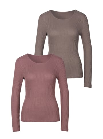 LASCANA Langarmshirt in mauve, taupe