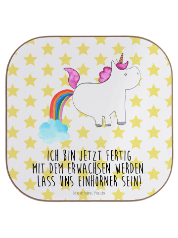 Mr. & Mrs. Panda Getränkeuntersetzer Einhorn Pupsen mit Spruch in Weiß