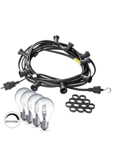 SATISFIRE Garten Party Lichterkette Illu 60x dimmbare Halogenlampe 40m schwarz