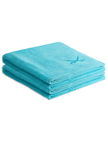 Sansibar 2er Duschtuch-Set „Frottier-Kollektion Classic“, 70x140 cm in Türkis
