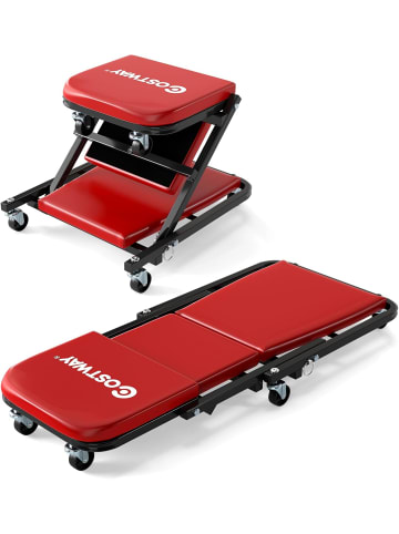 COSTWAY 2 in 1 Rollbrett Werkstatt in Rot