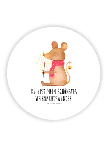 Mr. & Mrs. Panda Rund Magnet Maus Weihnachten mit Spruch in Weiß