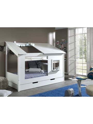 58 aufm Kessel BAUMHAUS Bett Katerine 214x159x105 aus MDF+Massivholz in Weiß