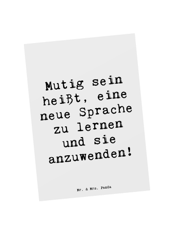 Mr. & Mrs. Panda Postkarte Spruch Sprachen Lernen und Anwenden m... in Weiß