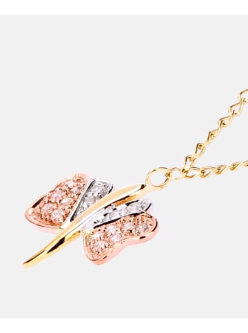 Diamant L'éternel Halskette aus 375 Gelbgold mit Diamant Schmetterling
