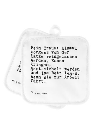Mr. & Mrs. Panda Topflappen Mein Traum: Einmal morgens... mit Sp... in Weiß