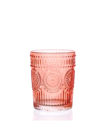 MARELIDA 4er Set Trinkglas Wasserglas Vintage Boho 280ml in rot