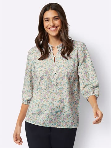 Sieh an! Rüschenbluse in jade-mauve-bedruckt