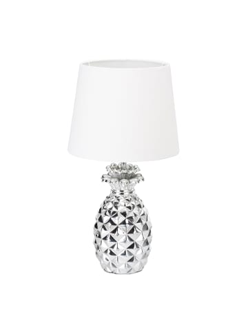 relaxdays Tischlampe Ananas in Silber/Weiß - (H)47 x Ø25 cm