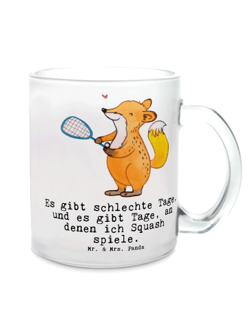 Mr. & Mrs. Panda Teetasse Fuchs Squash spielen mit Spruch in Transparent