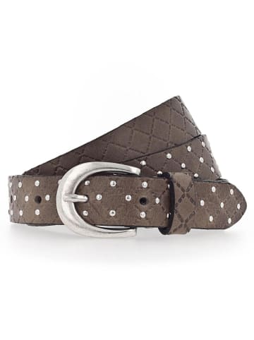 b.belt Lilou Nietengürtel Leder in grau taupe