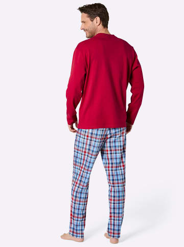 WITT WEIDEN Schlafanzug in rot-himmelblau-kariert