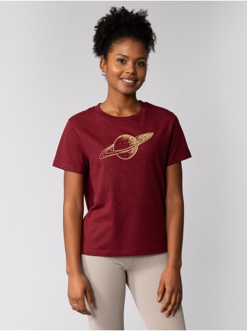 wat? Apparel T-Shirt Saturn in Weinrot