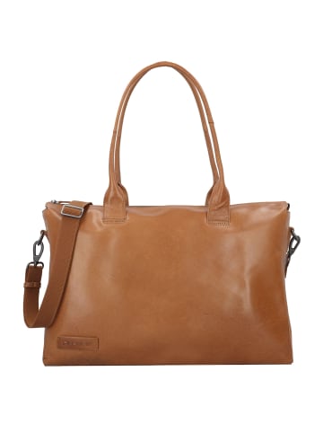 Plevier Rock Copal Schultertasche Leder 44 cm Laptopfach in cognac
