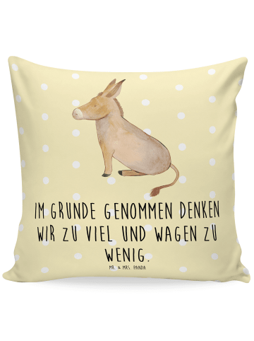 Mr. & Mrs. Panda Kopfkissen Esel mit Spruch in Gelb Pastell