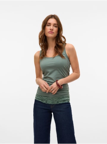Vero Moda 2er-SET Ärmelloses Top mit Spitzenabschluss am Saum in Grün-2