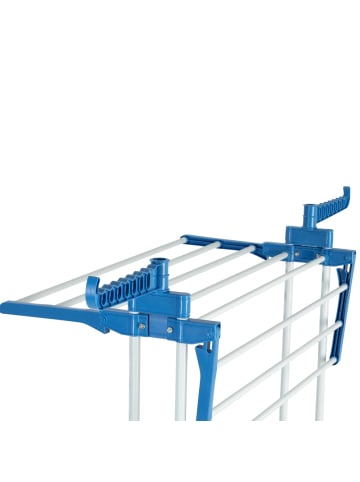 EASYmaxx Wäscheständer 3 Etagen klappbar 76x50x172cm weiß/blau mit Rollen Weiß