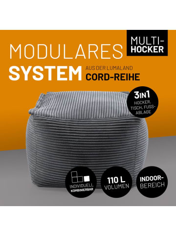 Lumaland LUMALAND Modularer Sitzsack-Hocker aus der Cord-Reihe, 54x54x40 cm - Bezug soft