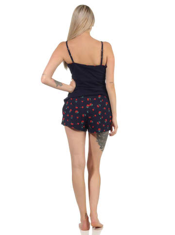 NORMANN ärmellose Schlafanzug Shorty Pyjama Kirschen - 62267 in marine