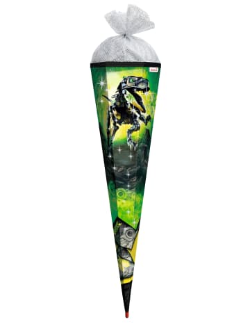 ROTH Schultüte groß Robo Rex 85 cm, Glanzfolie Silbertüll in Bunt