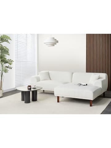 Beliani Ecksofa HOLT in Weiß/Braun - (W) 241 x (H) 82 x (L) 159 cm linksseitig