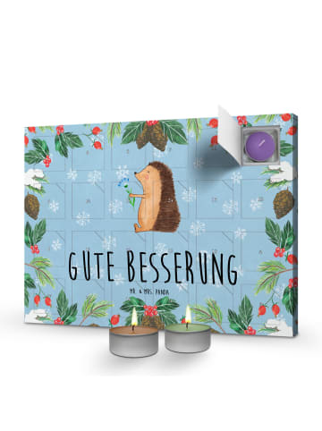 Mr. & Mrs. Panda adventskalender kerzen Igel Blumen mit Spruch in Eisblau