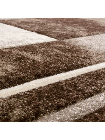 KADIMA DESIGN Teppich Kurzflor Karo Wohnzimmer in Braun