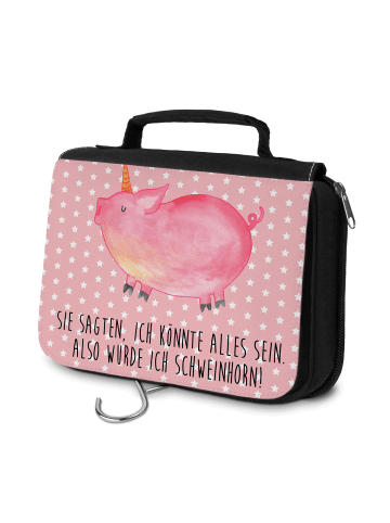 Mr. & Mrs. Panda Kulturtasche Einhorn Schwein mit Spruch in Rot Pastell