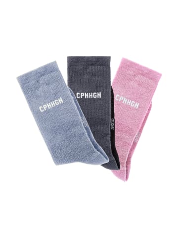 Copenhagen Studios Basicsocken in 1x anthrazit, 1x rosa, 1x hell blau