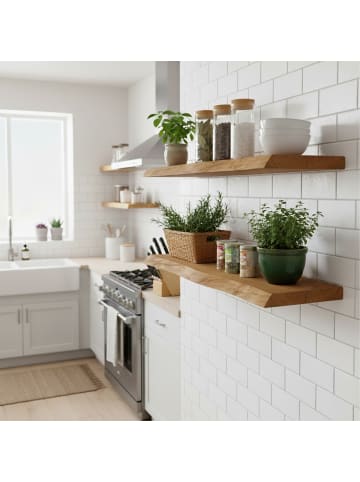 relaxdays Wandregal "Baumkante" in Braun - (B)100 x (H)3 x (T)22 cm