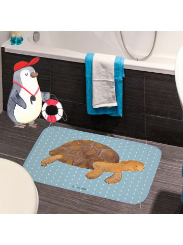 Mr. & Mrs. Panda Badezimmerteppich Schildkröte MHerzieren ohne ... in Blau Pastell