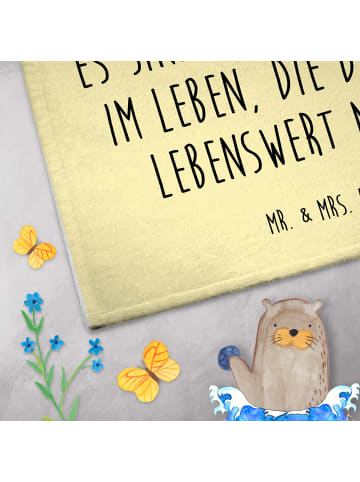 Mr. & Mrs. Panda Handtuch Gäste-WC Spinne Agathe Kaffee mit Spruch in Gelb Pastell