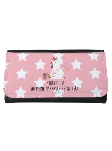 Mr. & Mrs. Panda Portemonnaie für Damen Einhorn Näherin mit Spruch in Rot Pastell