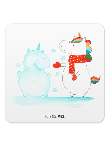 Mr. & Mrs. Panda Gläseruntersetzer Einhorn Schneemann ohne Spruch in Weiß