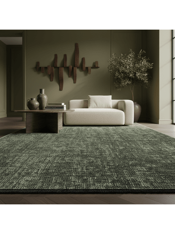 KADIMA DESIGN Teppich Kurzflor Unicolor Chenille Baumwolle Innen in Grün