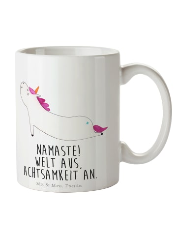 Mr. & Mrs. Panda Kaffeetasse Einhorn Yoga mit Spruch in Weiß