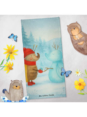 Mr. & Mrs. Panda Badelaken Nachtfalter Schneemann Design ohne Sp... in Eisblau