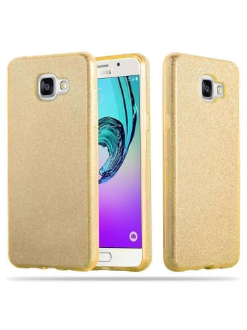 cadorabo Hülle für Samsung Galaxy A3 2017 Glitzer Design in STERNENSTAUB GOLD